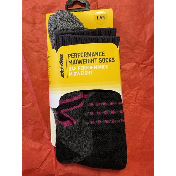 Ski-Doo Womens Raspberry Performance Midweight Snowmobile Socks Snocross Elastic - Picture 2 of 8